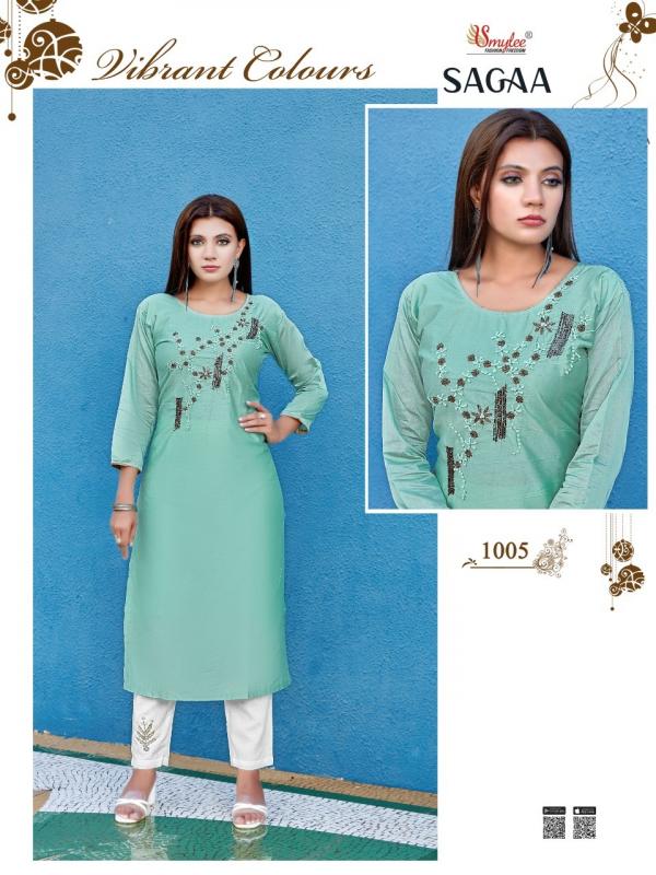 Smylee Sagaa Designer Rich Look Silk Kurti With Bottom